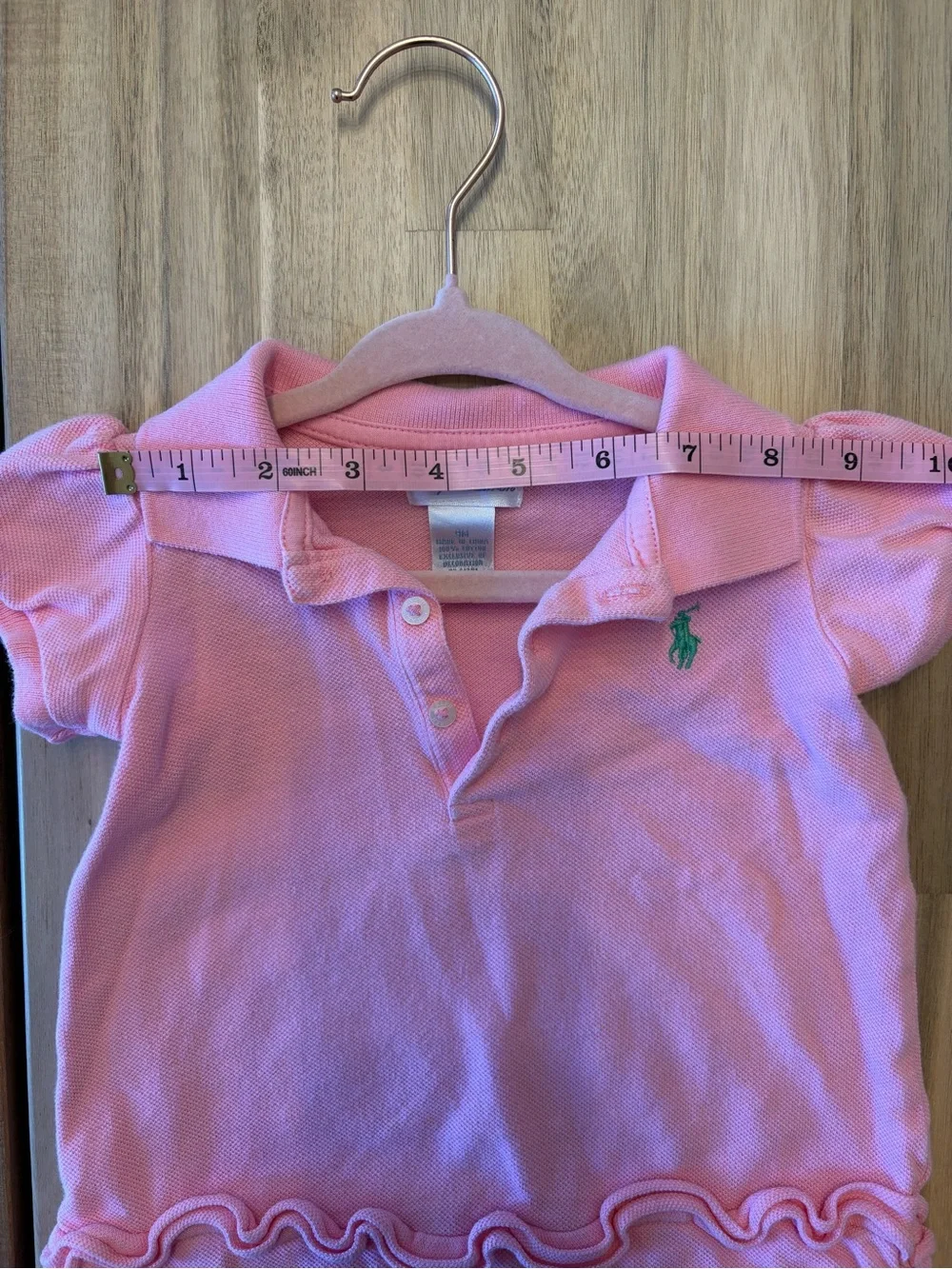 Ralph Lauren Pink Polo Dress with Ruffle Trim Baby Girls 9 Months
